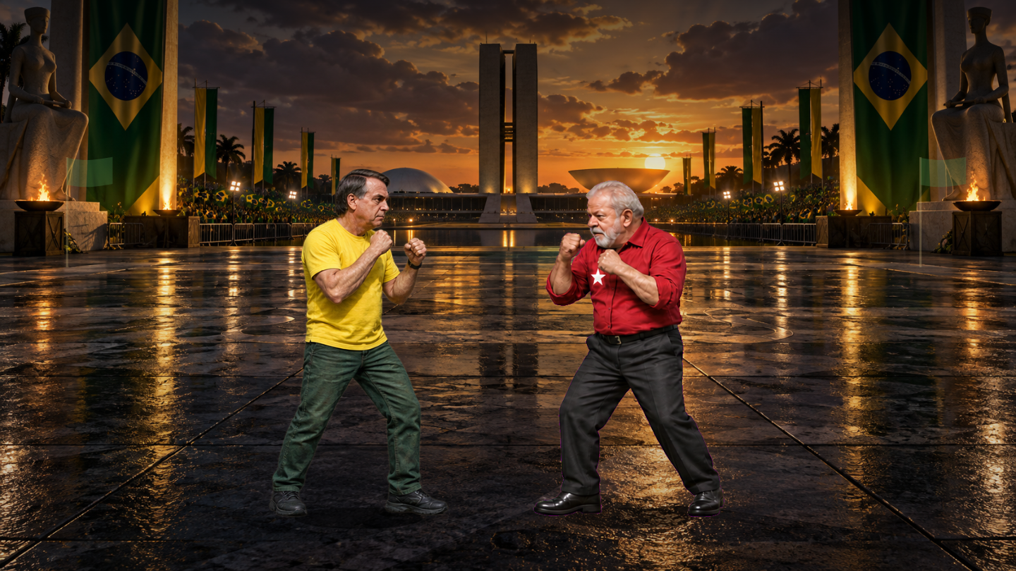 Cena do jogo de luta Bolsonaro contra Lula
